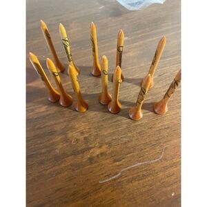 Vintage The Greenbrier Resort Wooden Golf Tees Set of 12 Natural Wood Green Logo